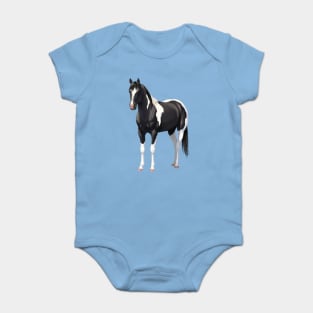 Beautiful Black Pinto Quarter Horse Paint Stallion Baby Bodysuit